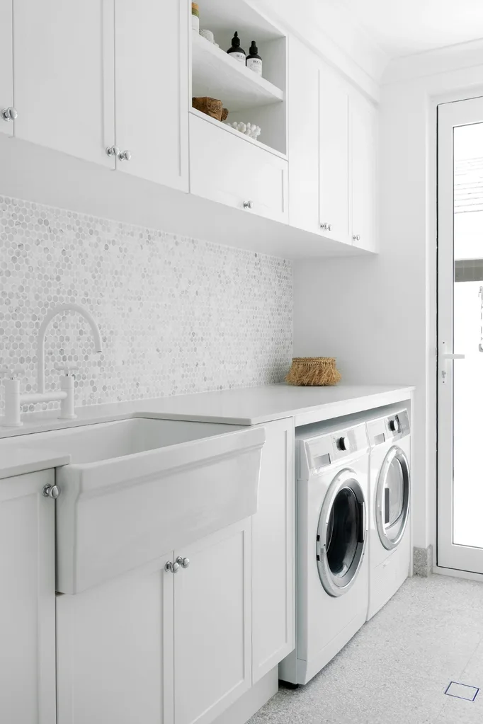 White shaker style laundry