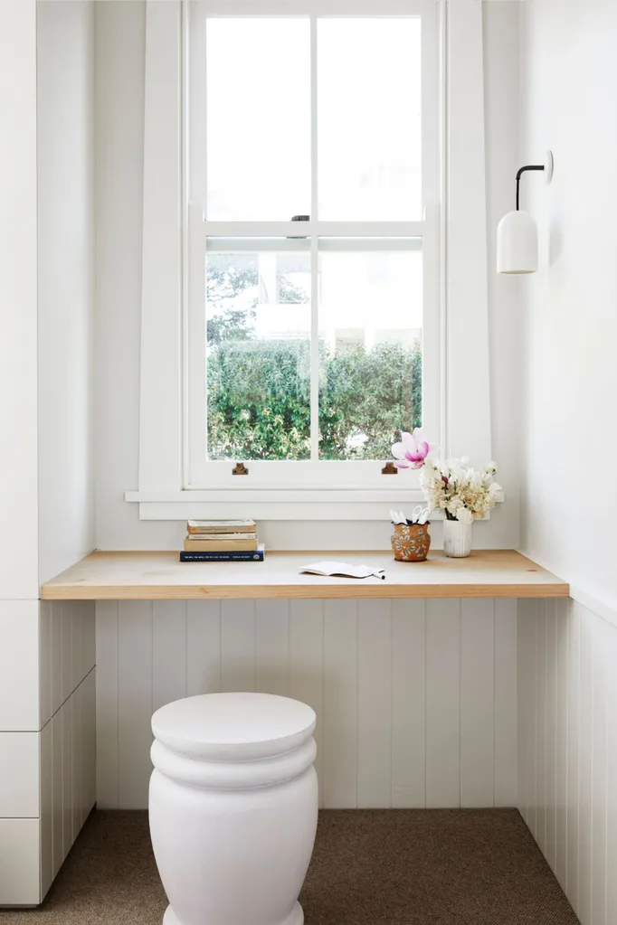 Small study nook beneath window