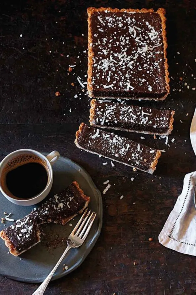 Chocolate caramel slice with macaroon crust recipe
