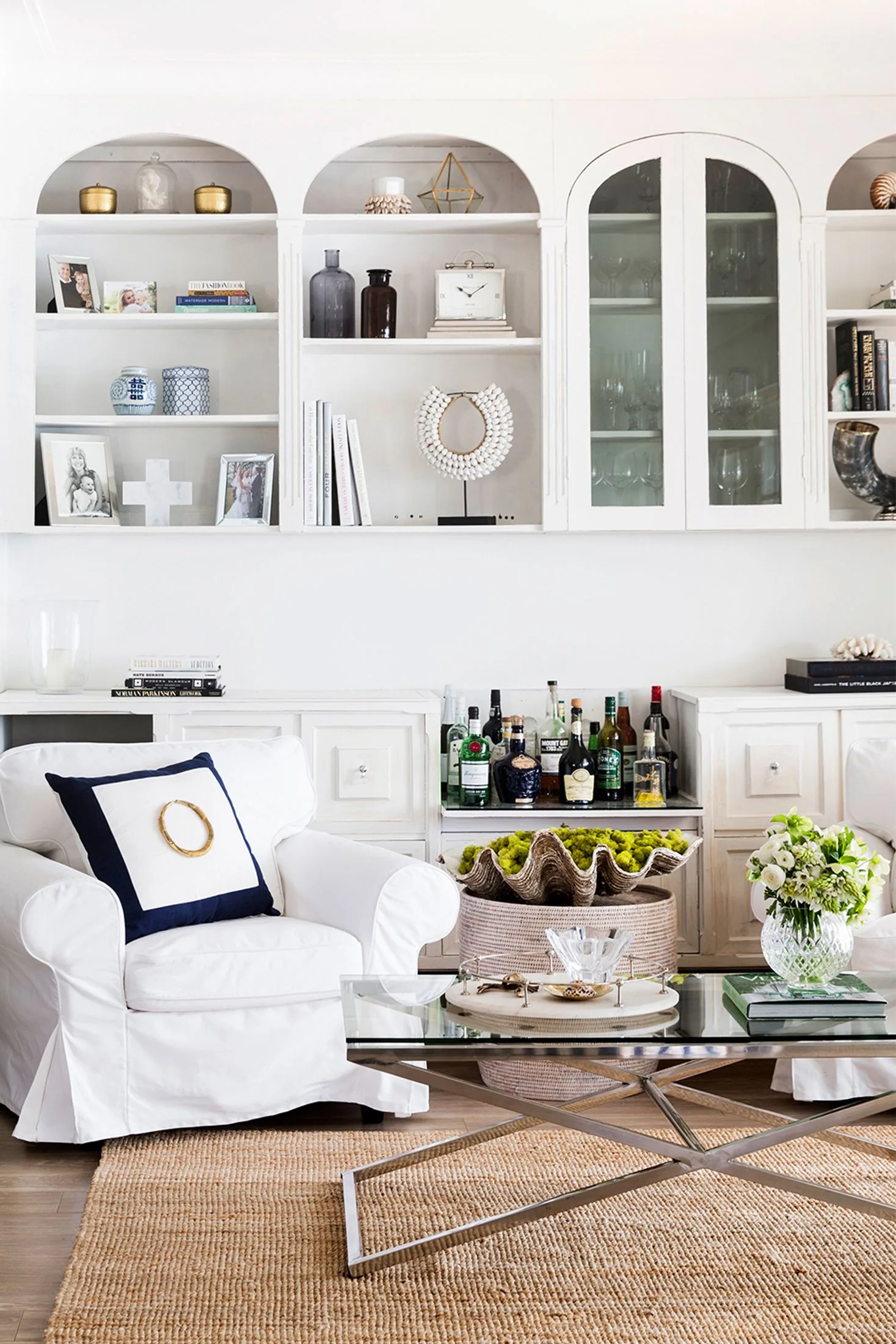 living-room-with-built in cabinetry and home bar