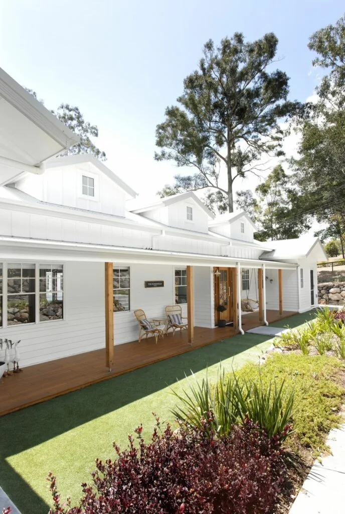 white home exterior with timber verandah