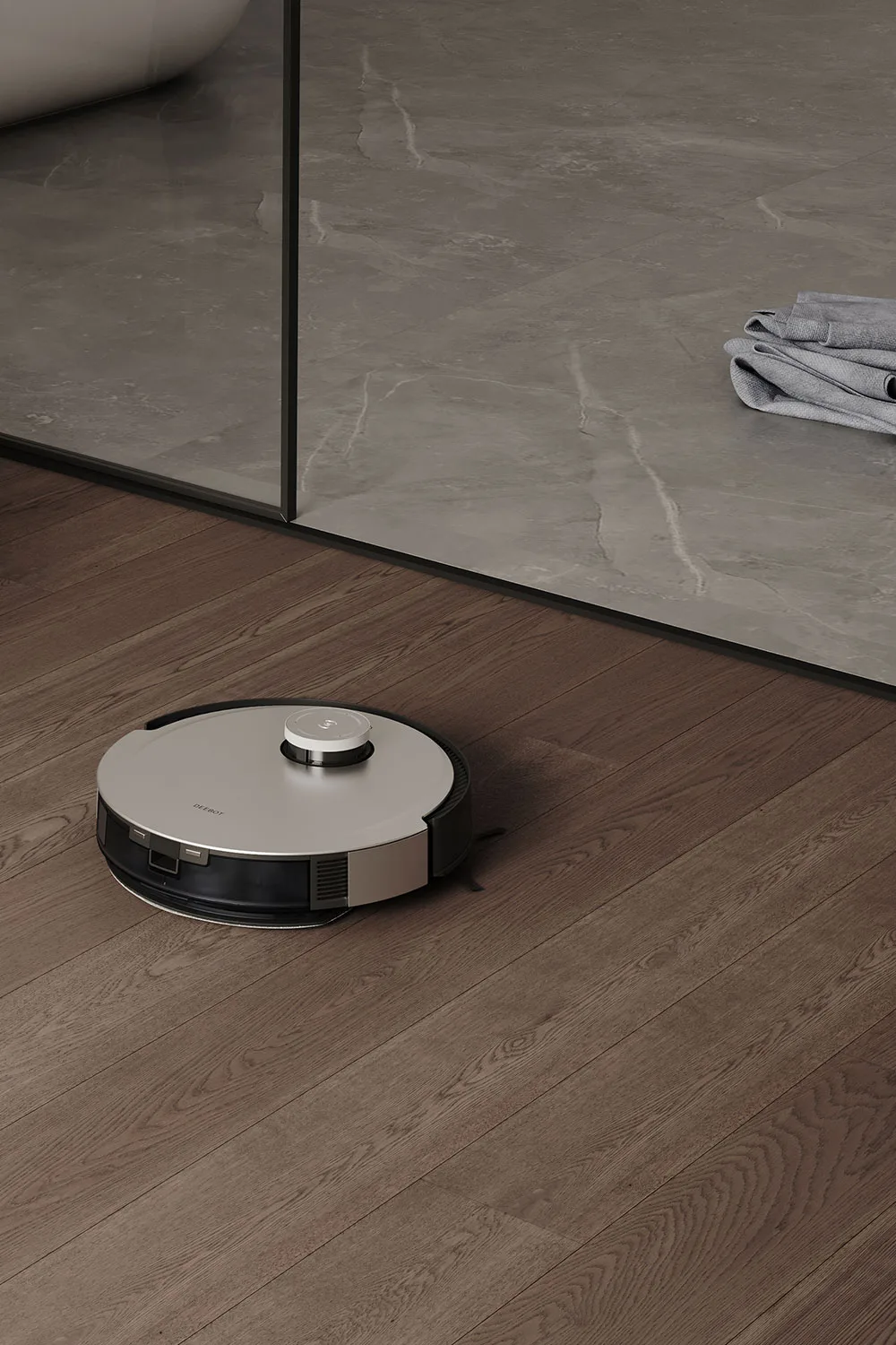 Ecovacs DEEBOT x1 Plus on a hardwood floor