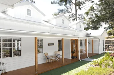 Hamptons coastal style white exterior and verandah.