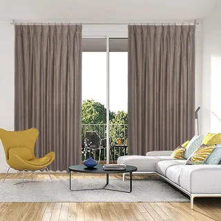 Monterey Blockout Pinch Pleat Curtains in Twig