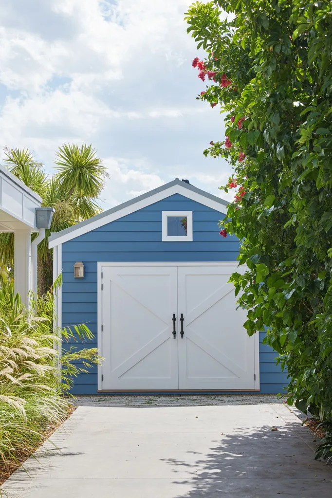 barn style blue guest house