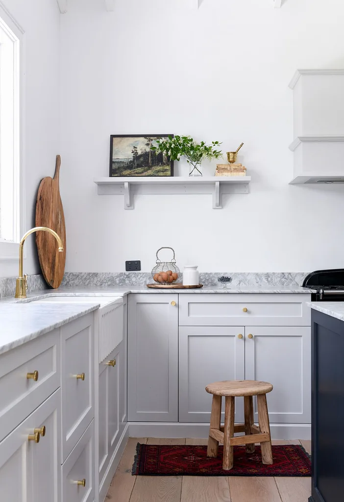 Marble kitchen with shelving