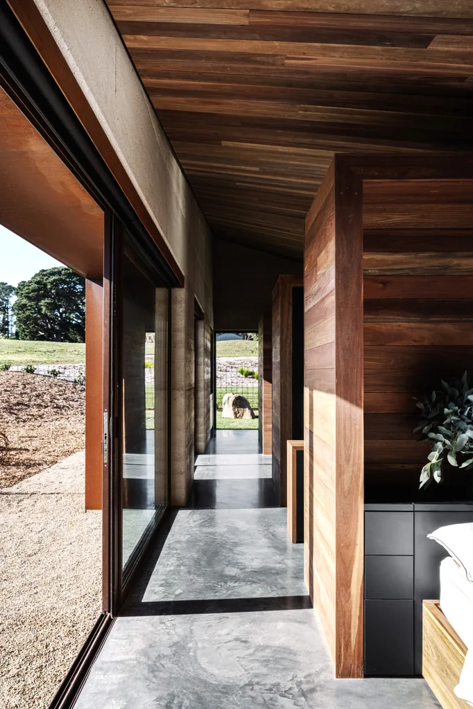 walkway with polished concrete floors