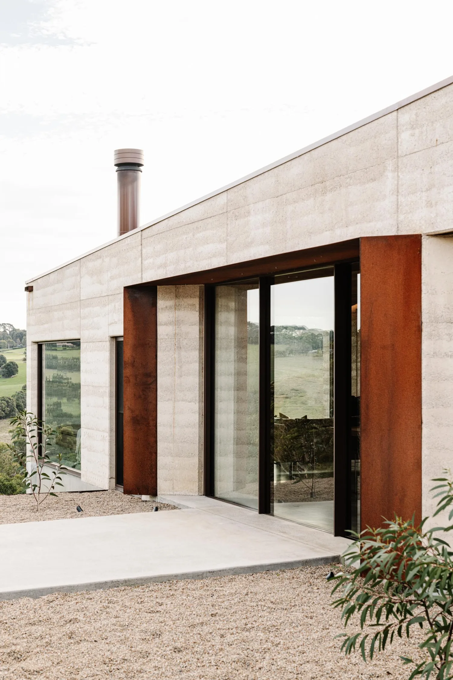 Rammed earth pavilion home