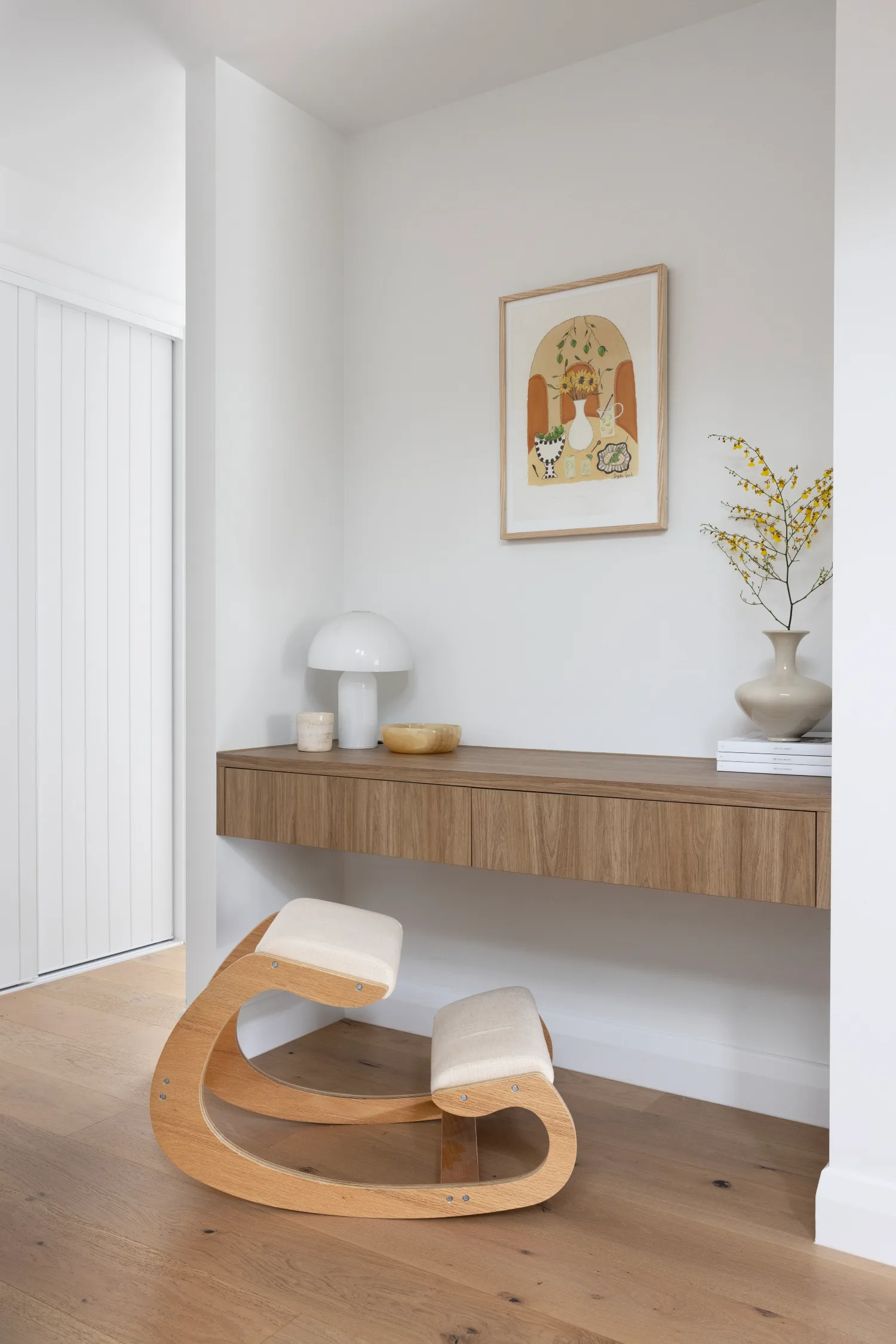 study nook with floating bench