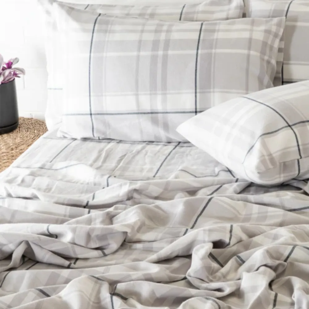 Grey plaid flannelette sheets