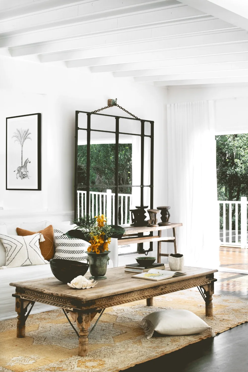 Large statement mirror in living room