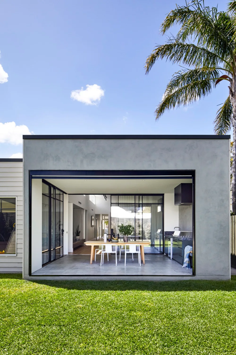 Outdoor entertaining area with table and barbecue