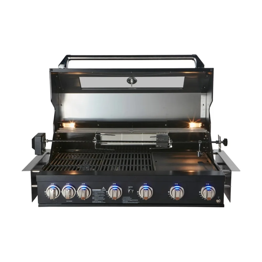 Smart 6 Burner Built-In Gas BBQ With Rotisserie & Rear Infrared Burner In Black (601WB-BLK)