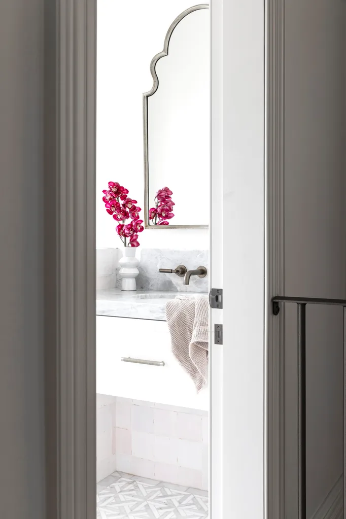 bathroom with grey benchtop