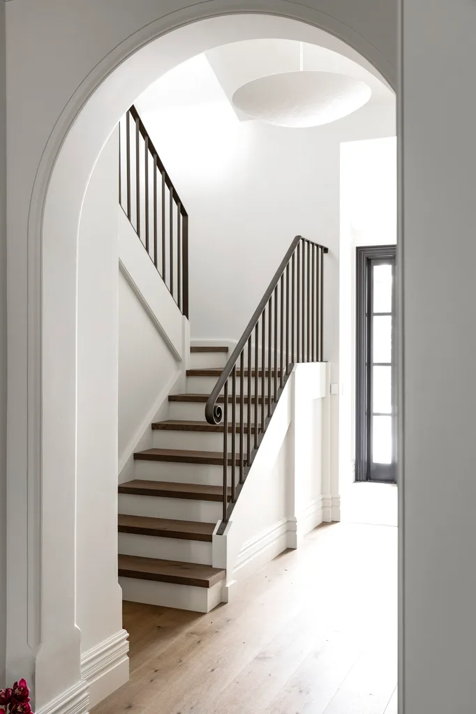 stairs with iron handrail
