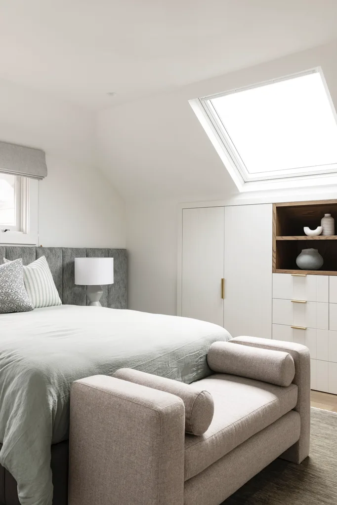 Bedroom with seating at end of bed
