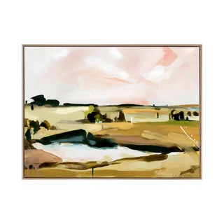 Temple & Webster Ochre Fields Printed Wall Art Oak Framed Canvas 95 x 125cm