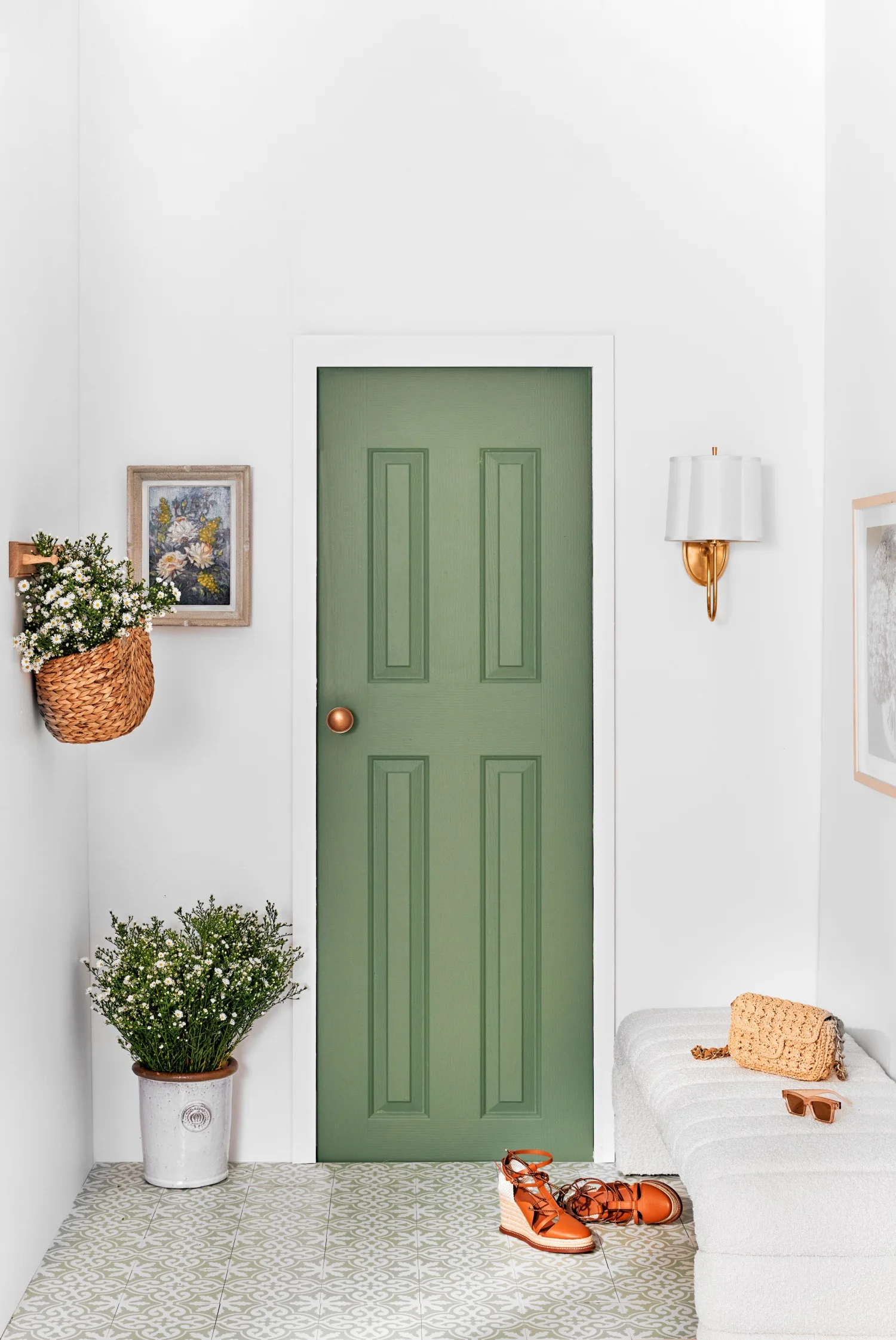 Green front door