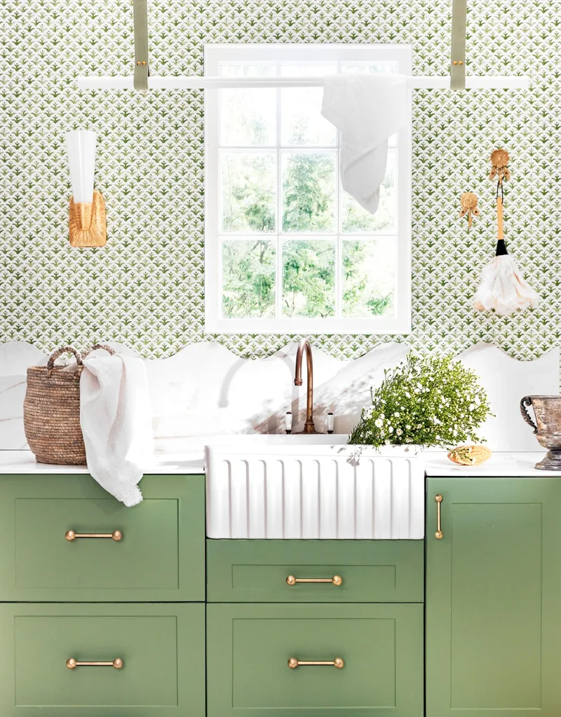 green kitchen cabinets