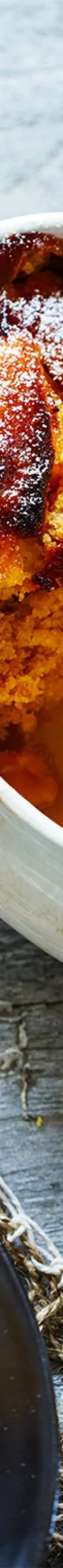 Self-saucing orange bread and butter pudding