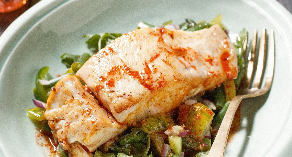 Barramundi with bean salsa & achiote dressing Recipe | Home Beautiful