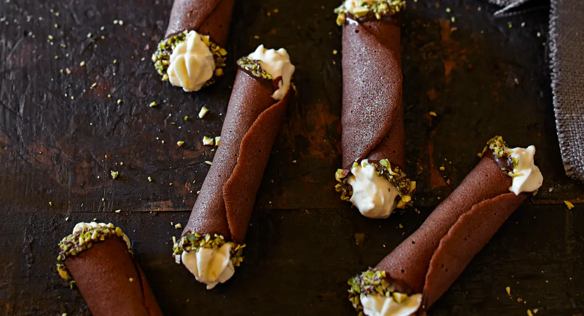 Ricotta & orange cream filled chocolate tuiles Recipe | Home Beautiful