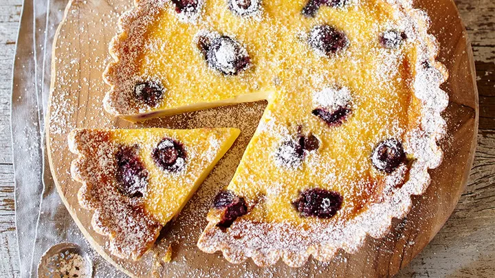 Cherry custard tart