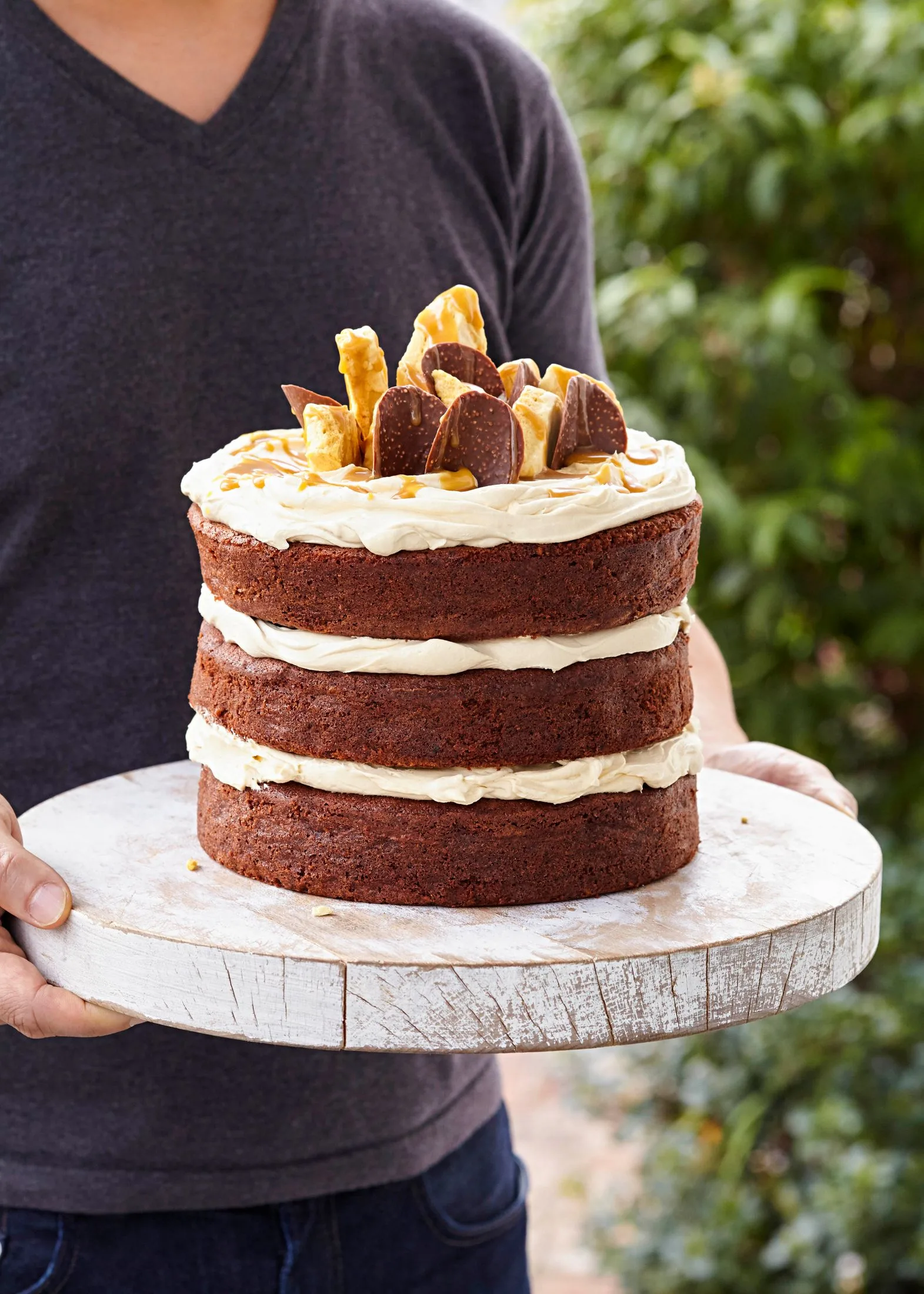 Chocolate cake with whiskey caramel sauce