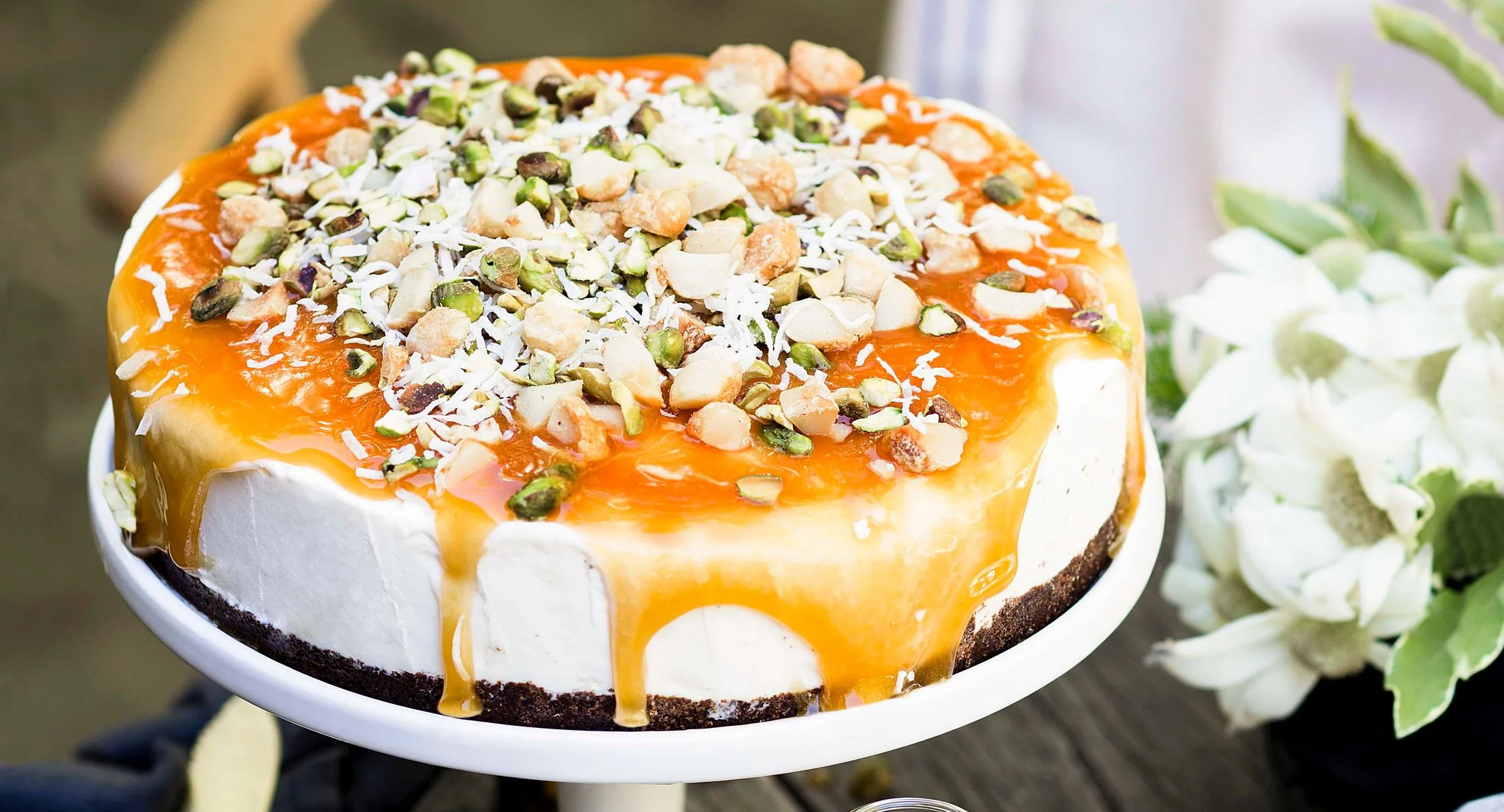 Caramel nut ice-cream cake