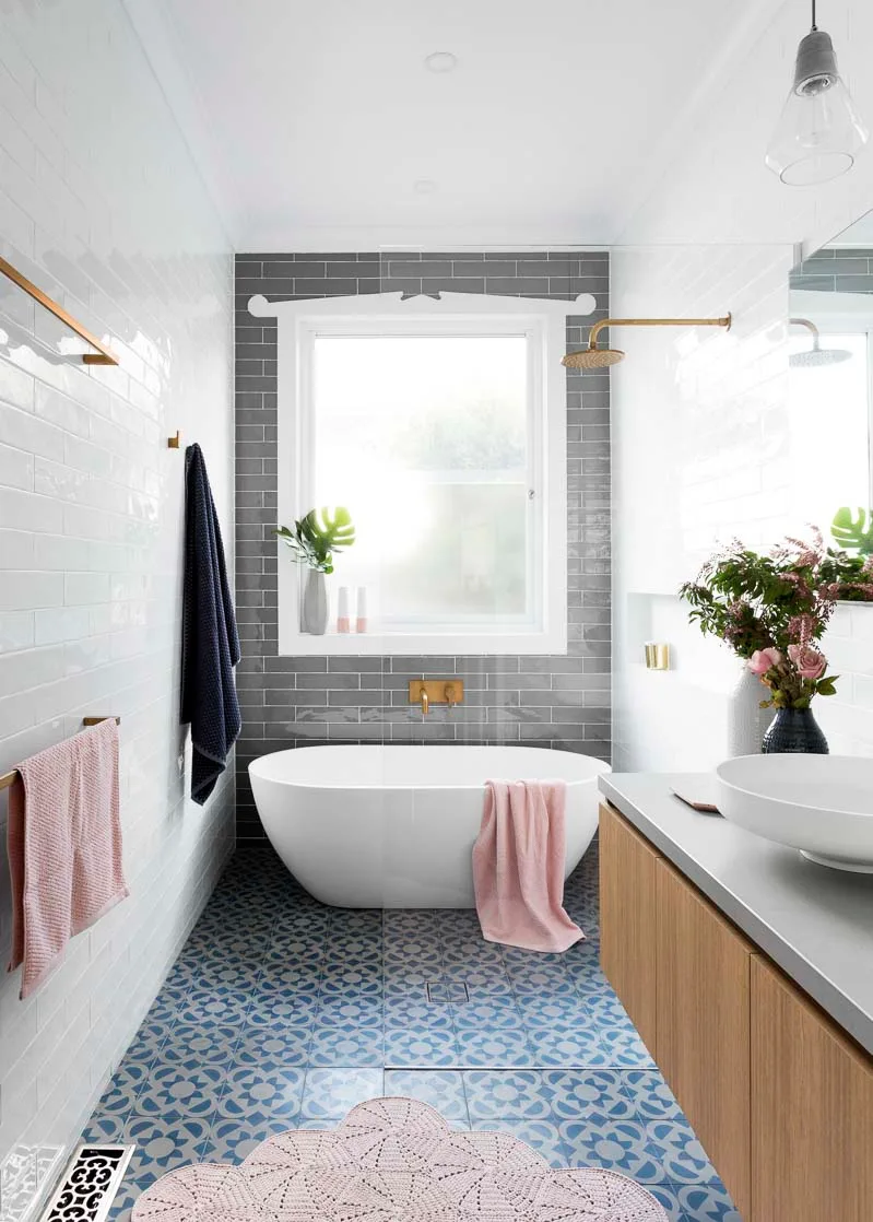Small Family Bathroom Design Packs a Pretty Punch