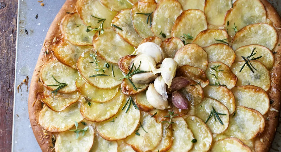 Fontina, parmesan & potato pizza Recipe | Home Beautiful