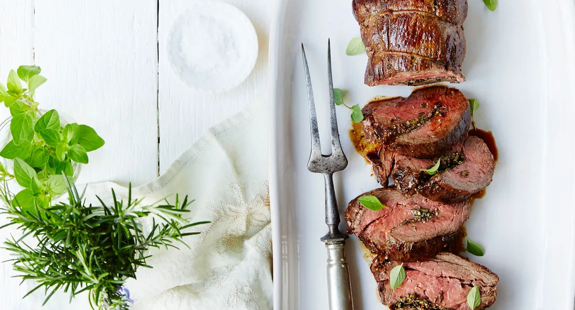 Roast beef tenderloin with garlic & herbs Recipe | Home Beautiful