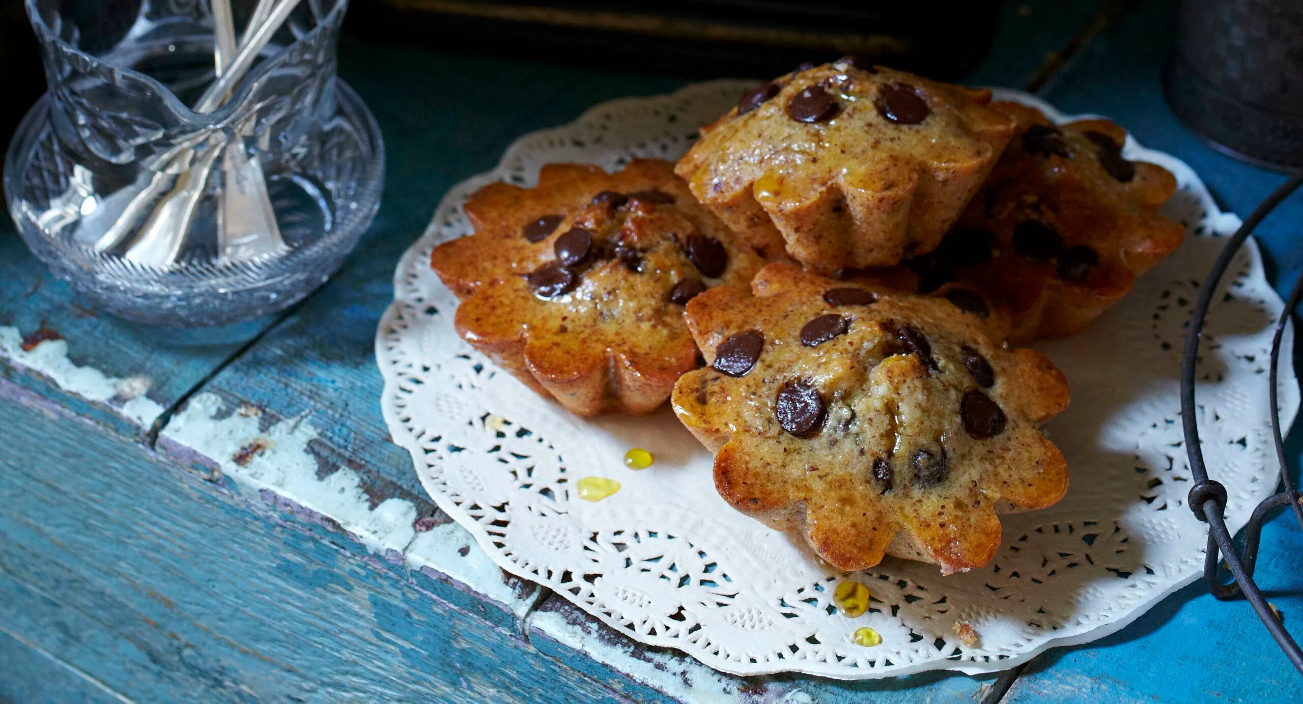 Gluten free friands with orange, chocolate chip and hazelnut