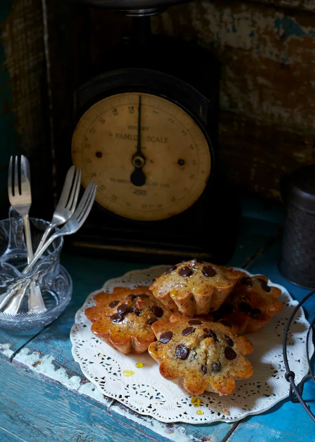 Gluten-free hazelnut, chocolate chip and orange friands