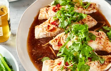 Steamed fish with ginger, chilli and sesame