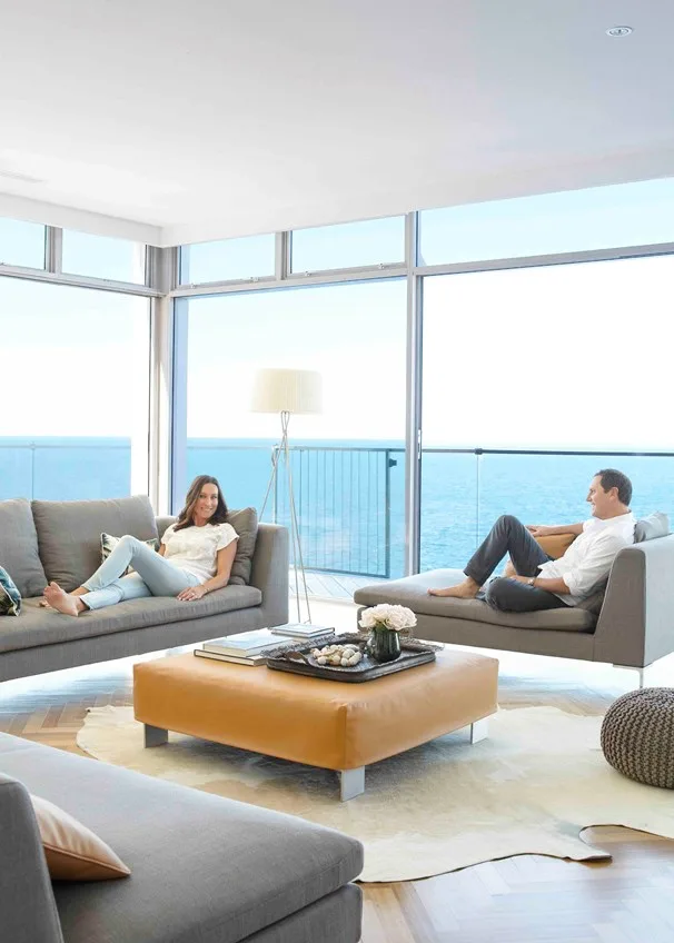 Larry Emdur on lounge with wife Sylvie