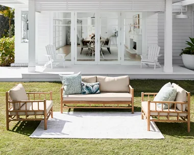 Outdoor lounge setting on sale at Temple and Webster's warehouse sale