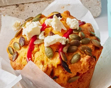 Chorizo, pumpkin, capsicum and feta muffins