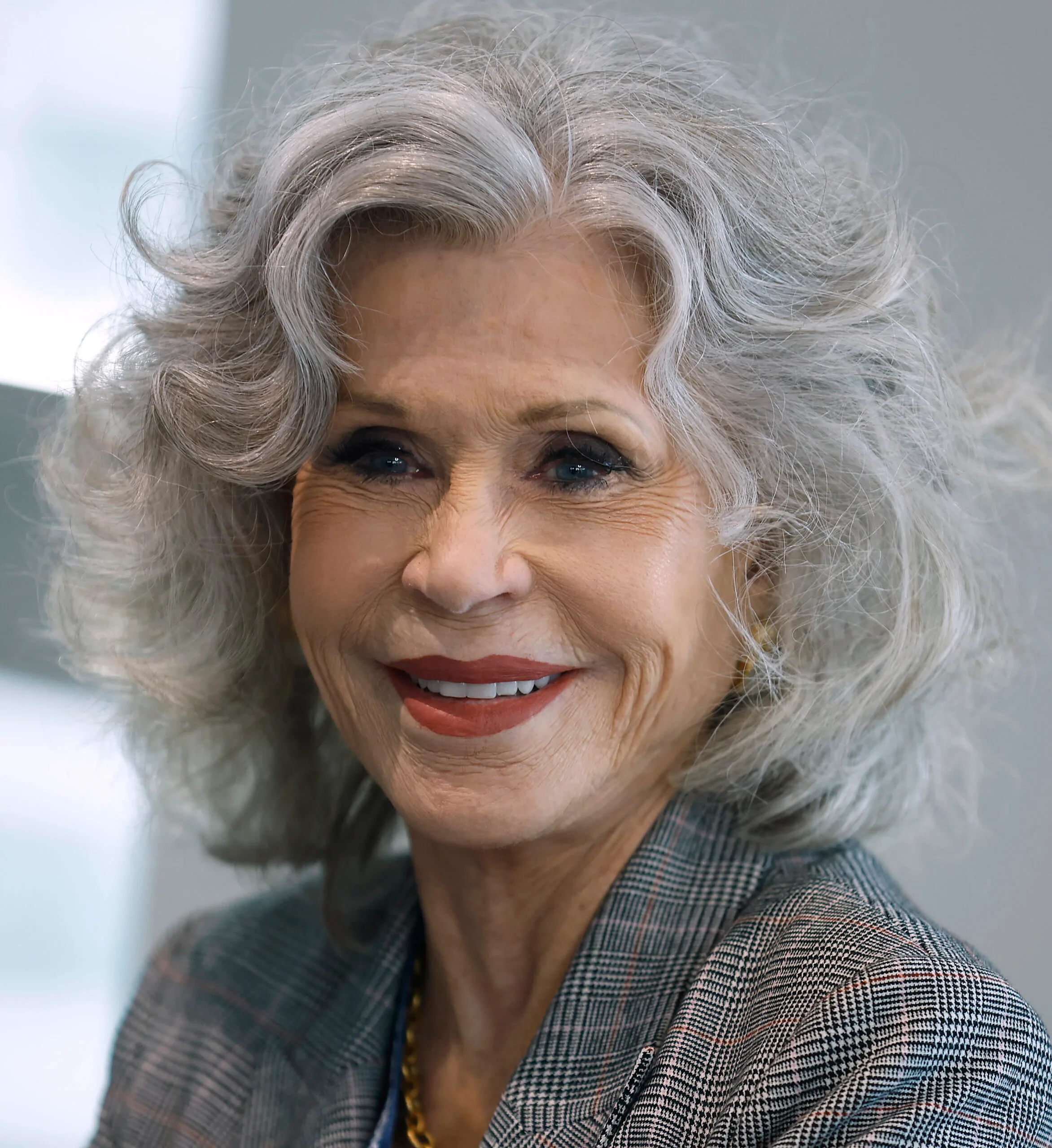 Jane Fonda looking flawless with stunning makeup look at 87 at the UN on April 23 2025.