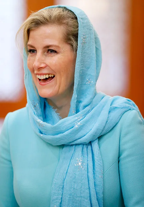 Sophie in a blue headscarf