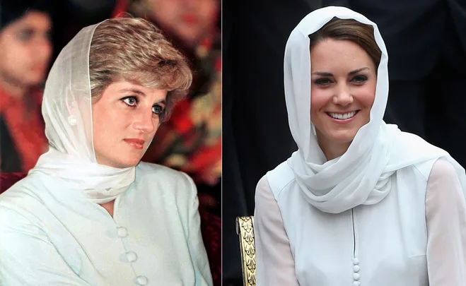 Two women wearing white headscarves, each smiling in separate photos side by side.