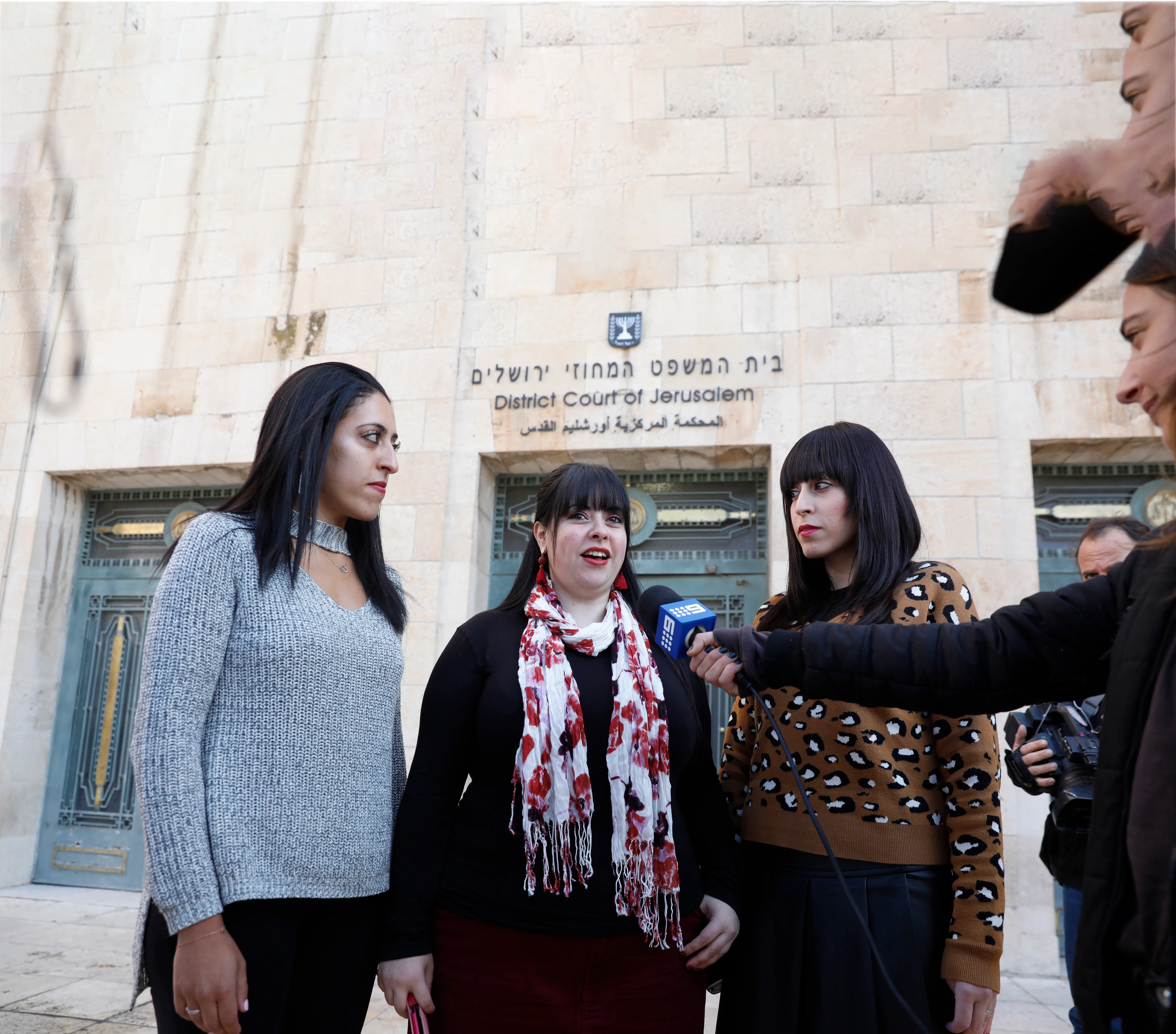 epa07416668 Three of the alleged abuse victims, Australian Citizens from Melbourne Elly Sapir (L), Dassi Ehrlich (C) and Nicole Meyers (R), all former students of Malka Leifer, an ultra-Orthodox Jewish woman; attend the evidence stage of the Malka Leifer trial at the District court of Jerusalem, 06 March 2019. Israeli media reports that former Israeli Health Minister Yaakov Litzman was questioned by the police on suspicion of breach of trust and obstruction of justice on suspicion of attempting to prevent the extradition of ultra-Orthodox Jewish citizen of Australia Malka Leifer, a former Melbourne school principal wanted in Australia on suspicion of sexually abusing students.  EPA/ABIR SULTAN