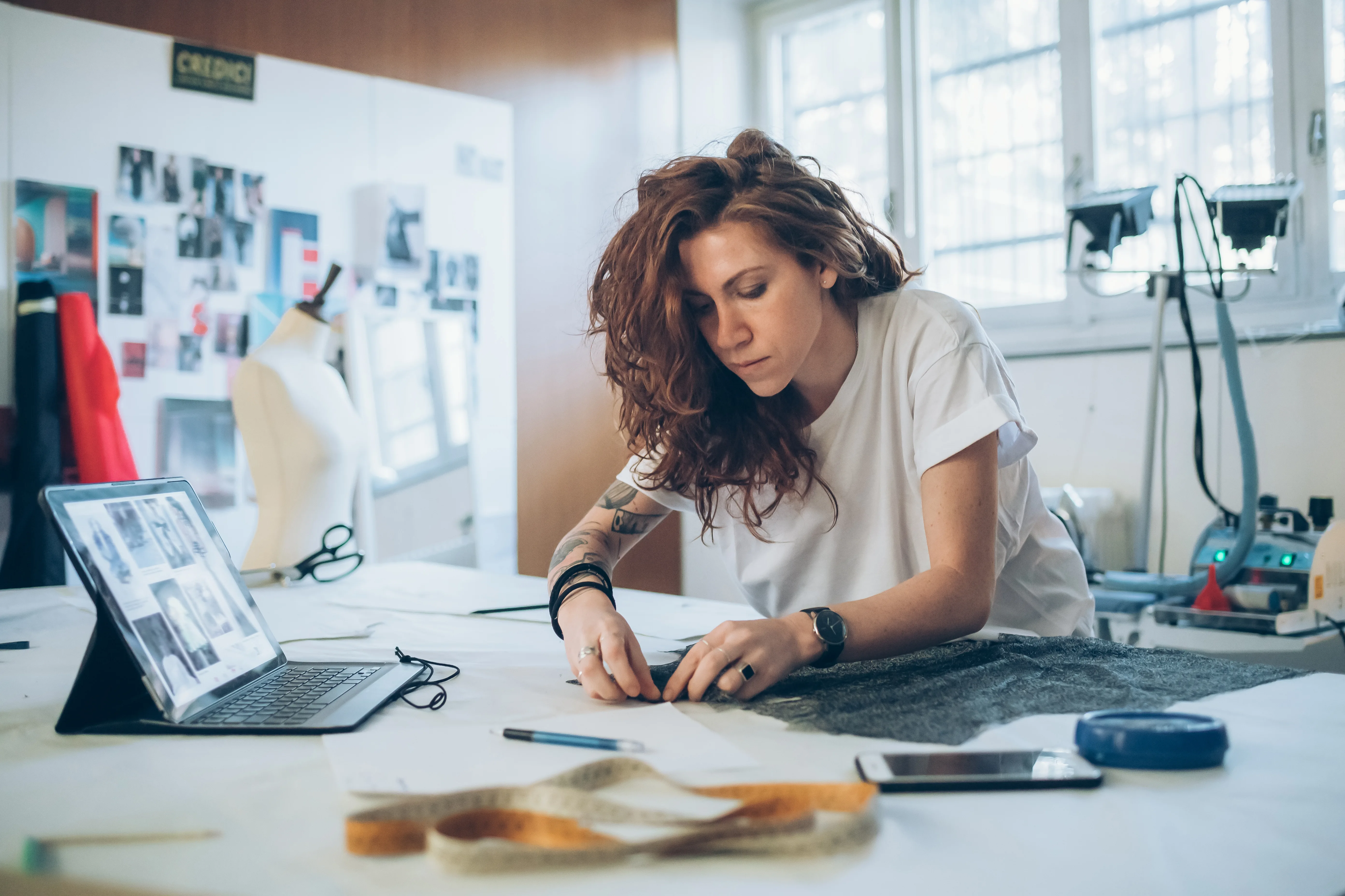 Female at work bench.