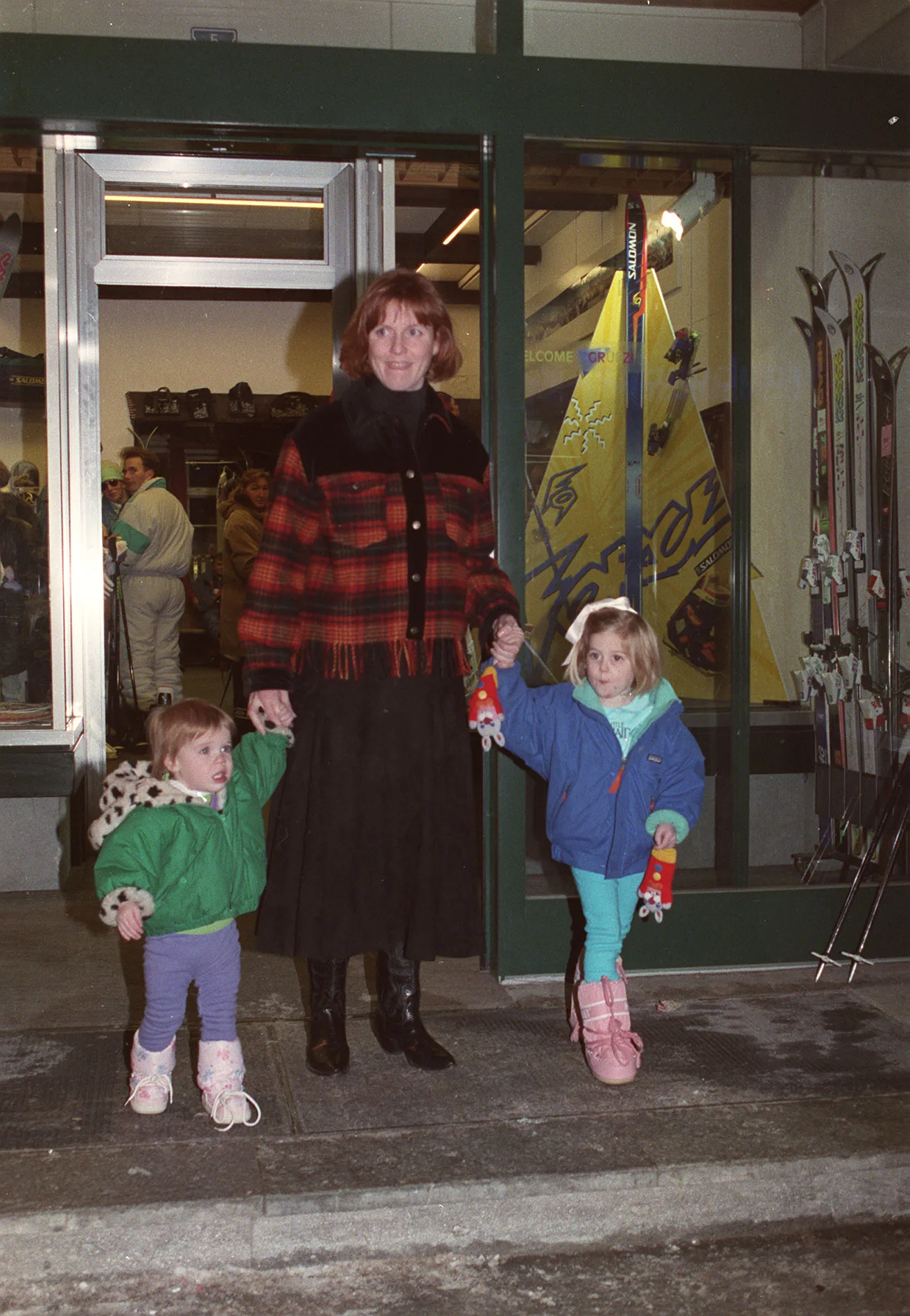 The Duchess of York with her two daughters as they go shopping in Klosters, Switzerland in 1991. 