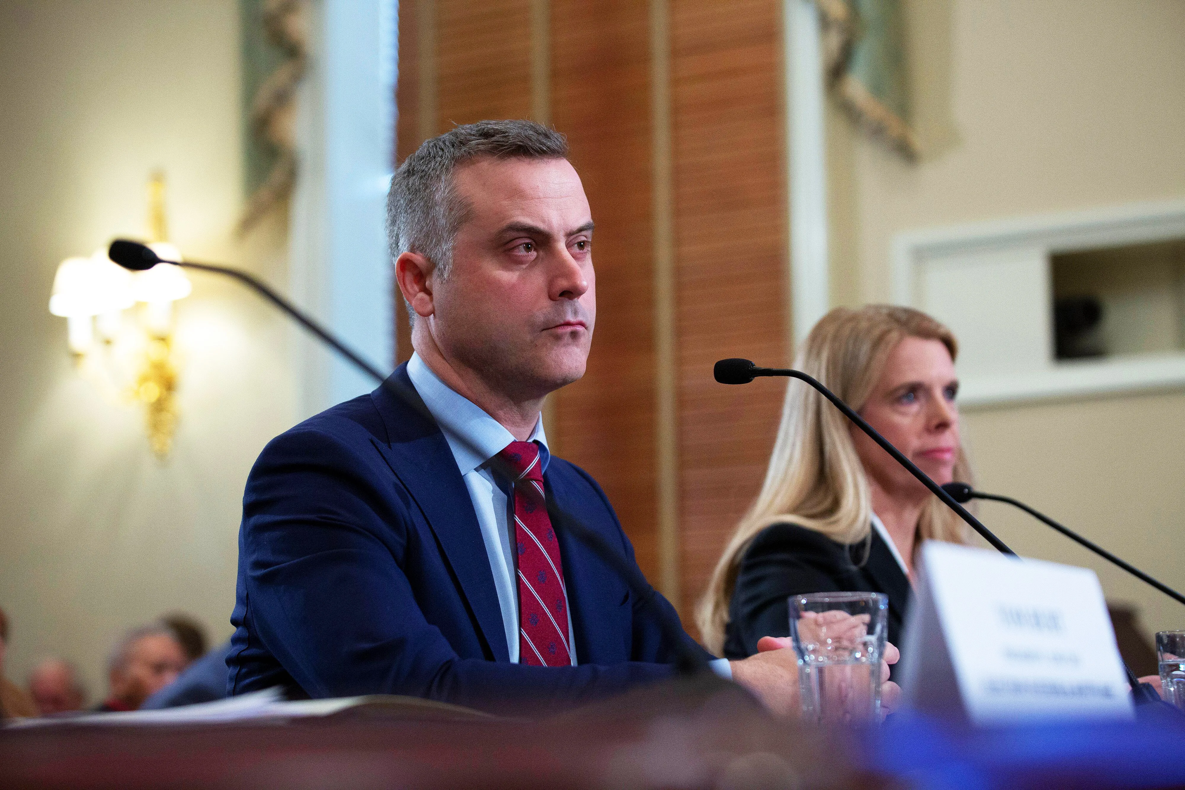 2AKJ370 Washington DC, USA. 9th Jan 2020. John Poulos, President and CEO of Dominion Voting Systems, testifies alongside Tom Burt, President and CEO of Election Systems & Software, and Julie Mathis, President and CEO of Hart InterCivic, before the United States Committee on House Administration on Capitol Hill in Washington, DC, U.S., on Thursday, January 9, 2020. Credit: Newscom/Alamy Live News
