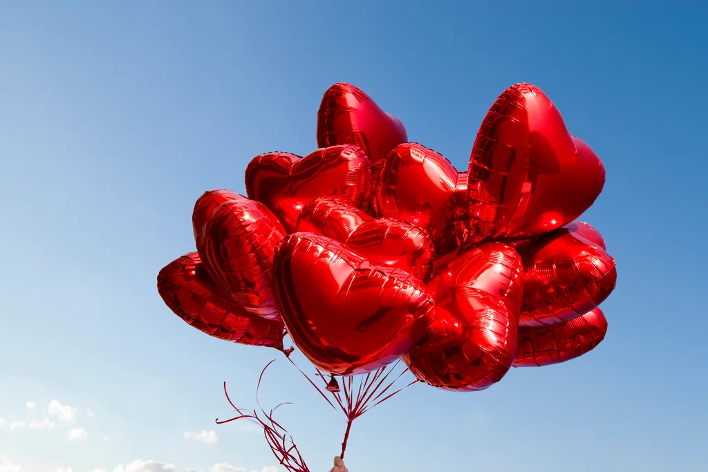 red heart balloons