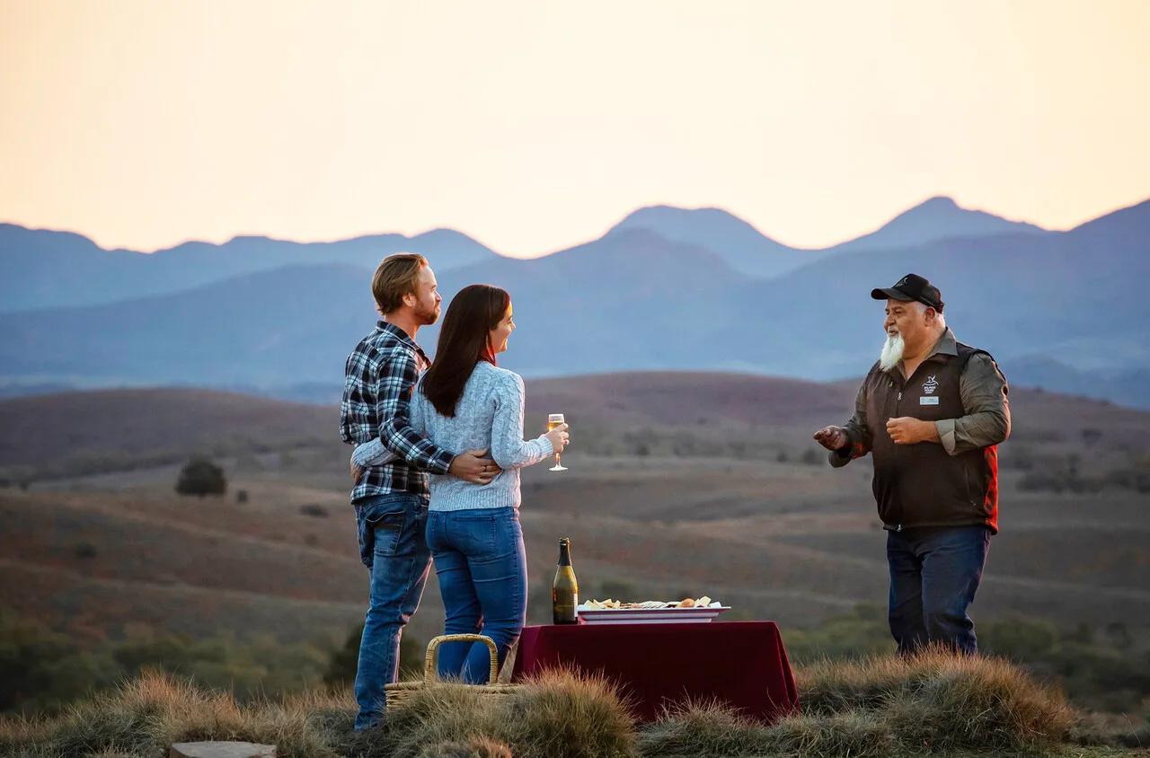 A couple enjoying the Wilpena Pound culture tour