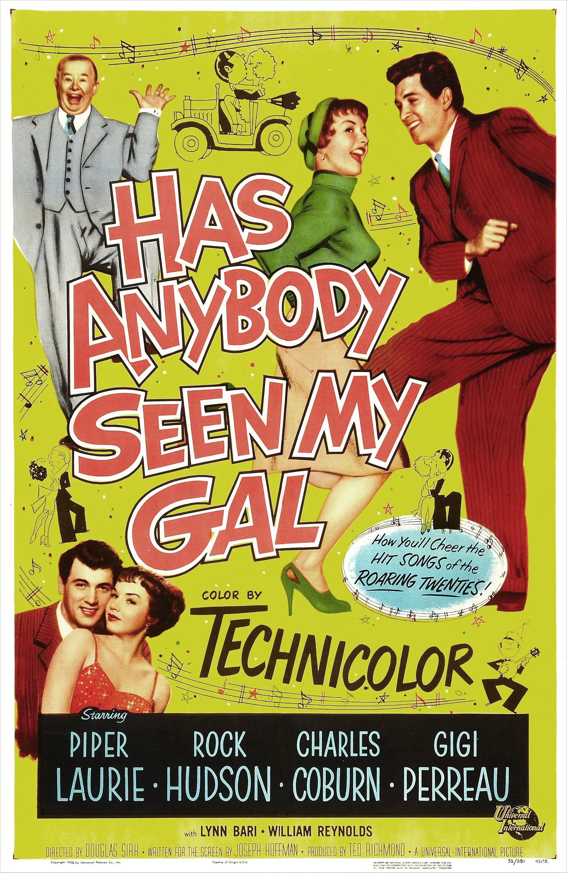 Has Anybody Seen My Gal?, poster, US poster, top from left: Charles Coburn, Piper Laurie, Rock Hudson, 1952. (Photo by LMPC via Getty Images)