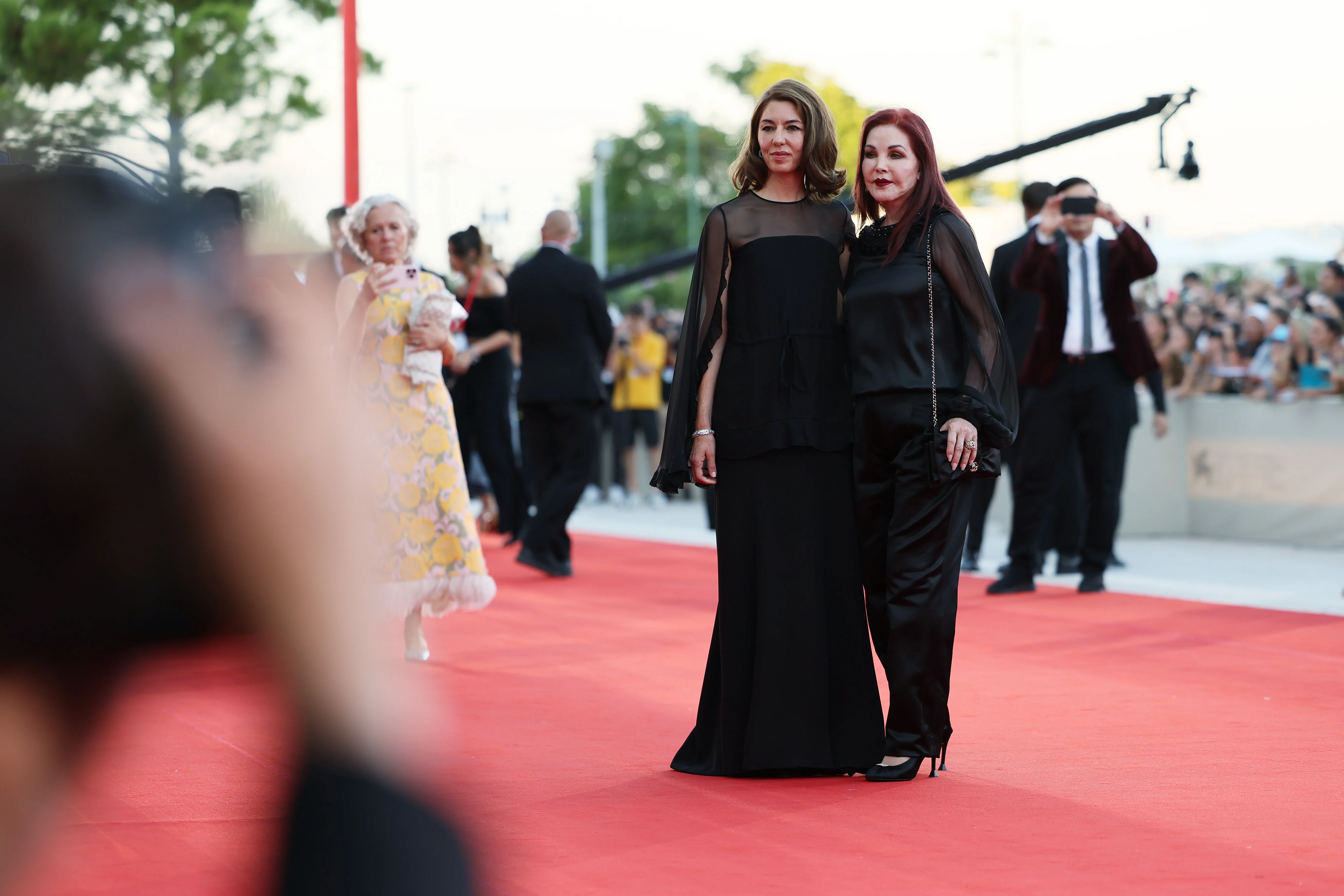 Director Sofia Coppola and Priscilla Presley at Priscilla’s premiere during the 80th Venice International Film Festival.