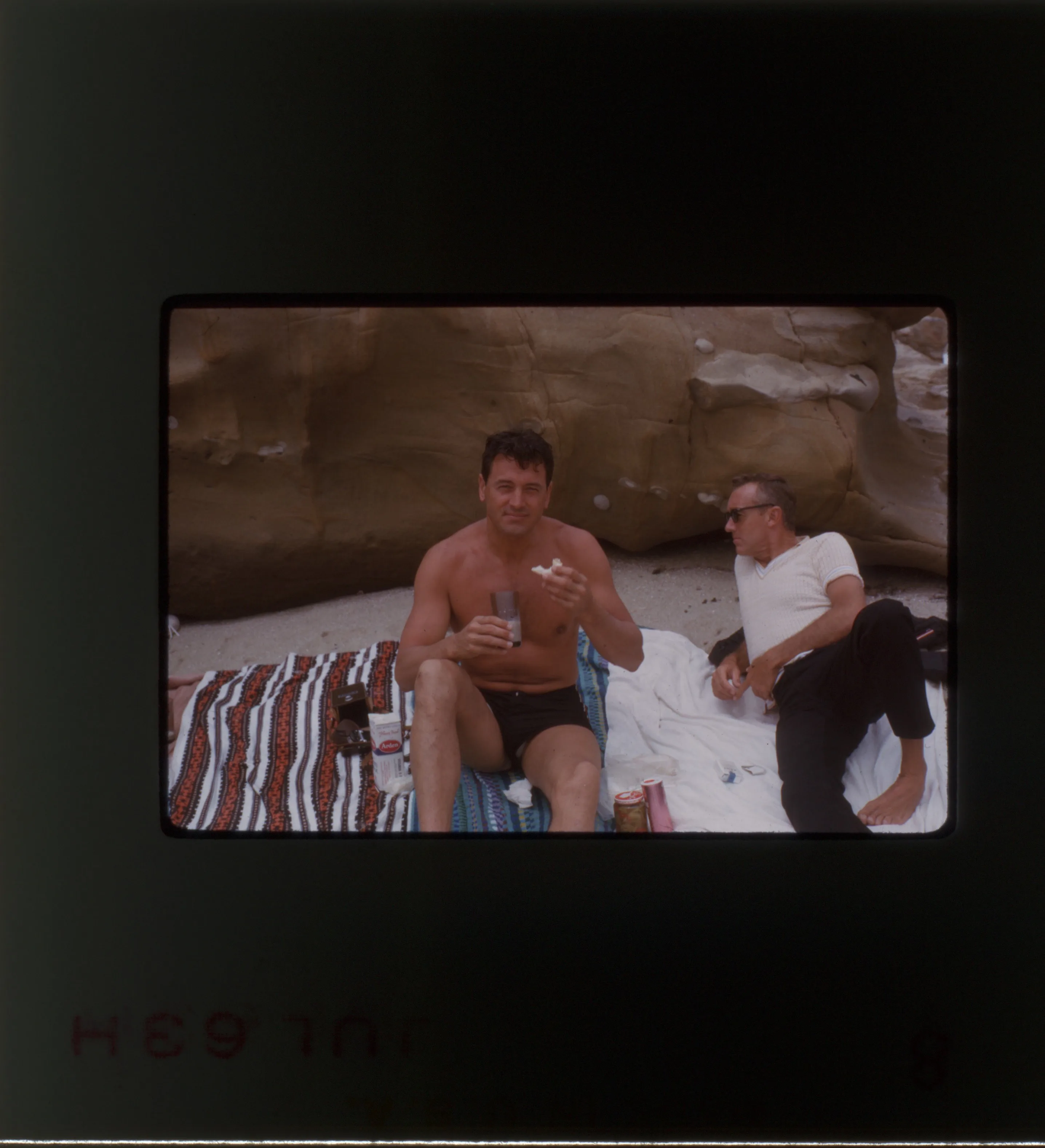 Rock Hudson holidaying with a friend
